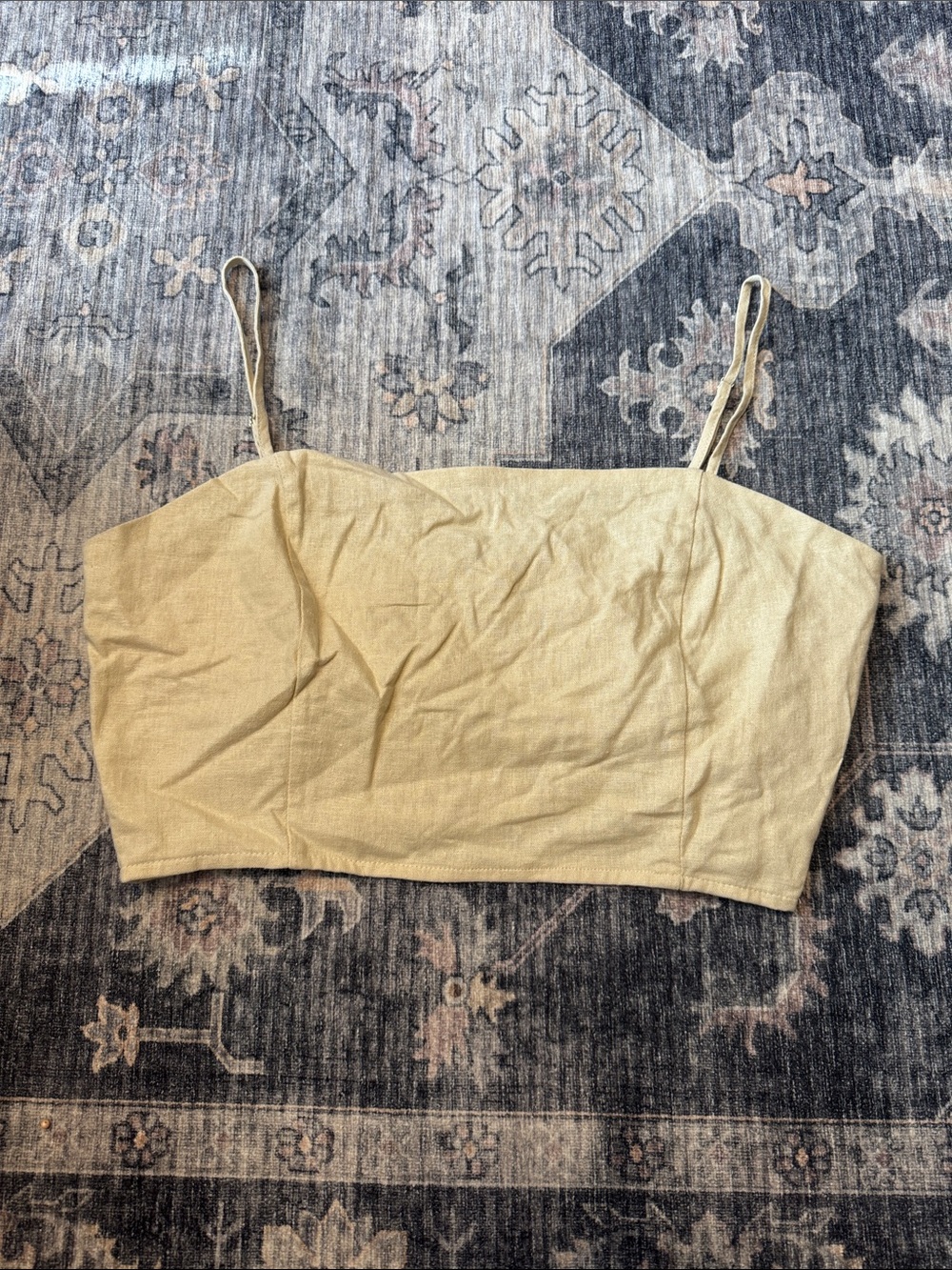 Forever 21 Pale Yellow Slim-Strap Cropped Cami